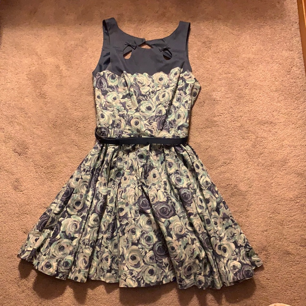 Blue floral peplum dress